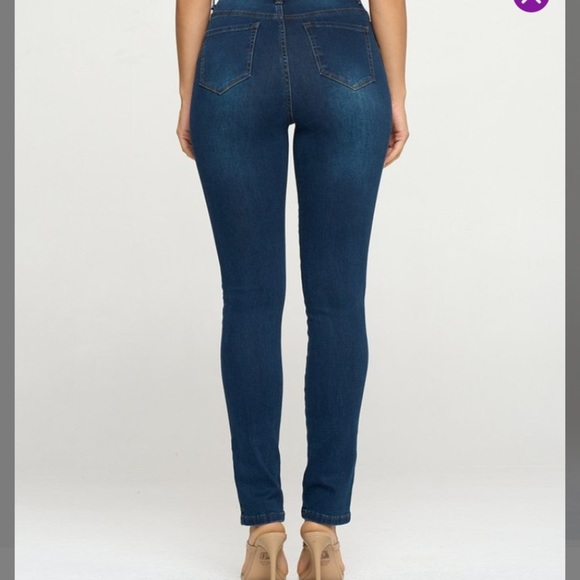 Blue Turtle Dark Blue Super-Stretch Slim-Straight Jeans - Picture 5 of 5